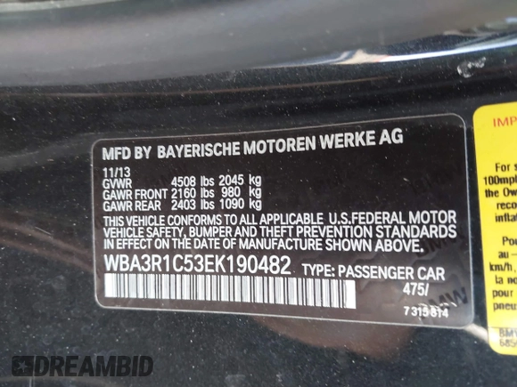 2014 BMW 4 Series 435i with VIN WBA3R1C53EK190482, listed as a IAAI auction lot 41421081 with 118,383 mi miles and . Bid and sale history available at carsss.com. Image 9.