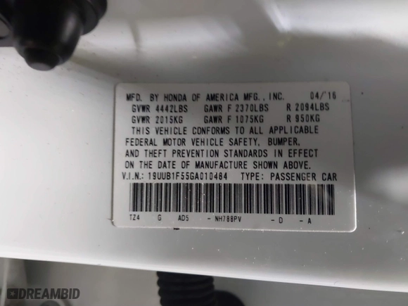 2016 Acura TLX Tech with VIN 19UUB1F55GA010484, listed as a IAAI auction lot 41286926 with 101,633 mi miles. Bid and sale history available at carsss.com. Image 9.