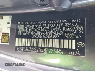 2013 Scion tC z VIN JTKJF5C76D3054537, wystawiony jako IAAI lot #42139016 z przebiegiem 224 566 mil mil oraz . Historia ofert i sprzedaży dostępna na DreamBid. Obrazek 9.