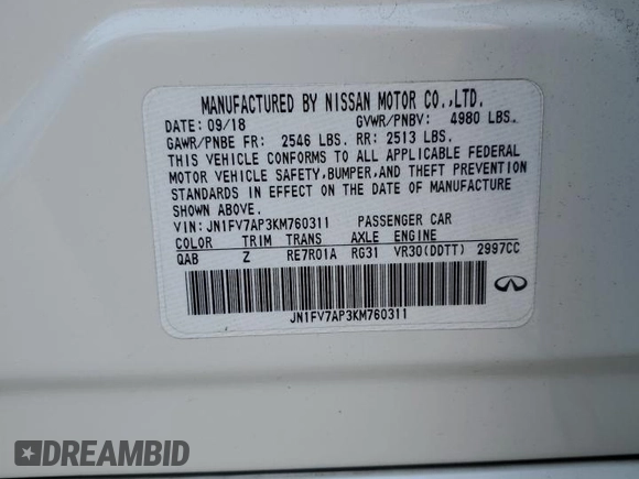 2019 Infiniti Q50 RED SPORT 400 with VIN JN1FV7AP3KM760311, listed as a Copart auction lot 84064674 with 47,397 mi miles and Salvage Title. Bid and sale history available at carsss.com. Image 12.