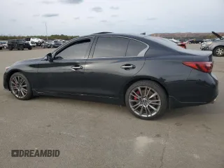 2022 Infiniti Q50 Red Sport 400 with VIN JN1FV7DR1NM390364, listed as a Copart auction lot 80071284 with 12,730 mi miles and Non repairable. Bid and sale history available at DreamBid. Image 2.