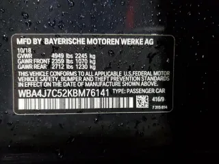 2019 BMW 4 Series 440i xDrive with VIN WBA4J7C52KBM76141, listed as a Copart auction lot 44150965 with 76,061 mi miles and Salvage Title. Bid and sale history available at carsss.com. Image 13.