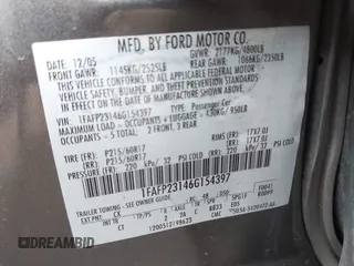 2006 Ford Five Hundred SE с VIN 1FAFP23146G154397, выставлен на аукционе IAAI как лот 42149486 с пробегом 156 008 миль миль и . История ставок и продаж доступна на DreamBid. Изображение 9.