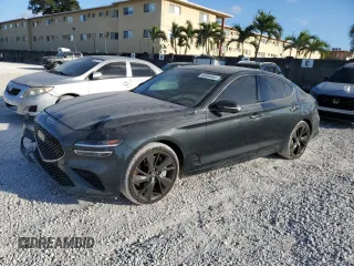 2023 Genesis G70 3.3T with VIN KMTG54TE9PU106448, listed as a Copart auction lot 45696485 with 35,634 mi miles and Salvage Title. Bid and sale history available at carsss.com. Image 1.
