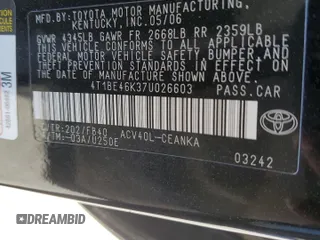 2007 Toyota Camry CE with VIN 4T1BE46K37U026603, listed as a Copart auction lot 48874715 with 278,541 mi miles and Salvage Title. Bid and sale history available at carsss.com. Image 14.