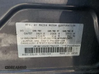 2008 Mazda 3 i Touring with VIN JM1BK12G281786537, listed as a Copart auction lot 54690725 with 162,987 mi miles and Clean Title. Bid and sale history available at carsss.com. Image 12.
