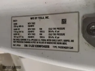 2021 Tesla Model 3 Long Range with VIN 5YJ3E1EB9MF046898, listed as a Copart auction lot 54666255 with 144,370 mi miles and Clean Title. Bid and sale history available at carsss.com. Image 12.