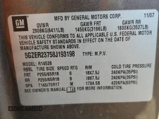 2008 Saturn Outlook XR z VIN 5GZER23758J193198, wystawiony jako Copart lot #49411915 z przebiegiem 151 966 mil mil oraz Szkoda całkowita • Salvage title. Historia ofert i sprzedaży dostępna na DreamBid. Obrazek 16.