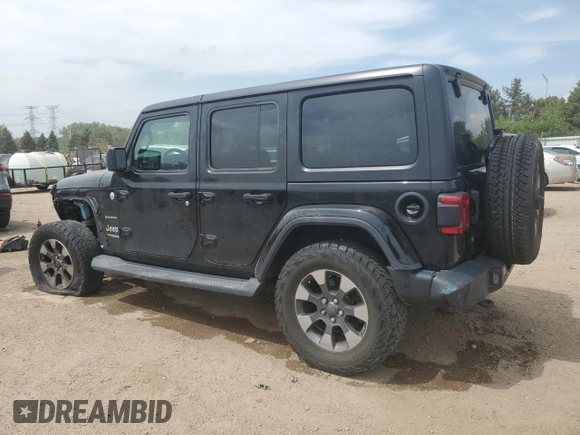 2018 Jeep Wrangler Unlimited Sahara with VIN 1C4HJXEG0JW141101, listed as a Copart auction lot 56573195 with 143,854 mi miles and Salvage title. Bid and sale history available at DreamBid. Image 2.