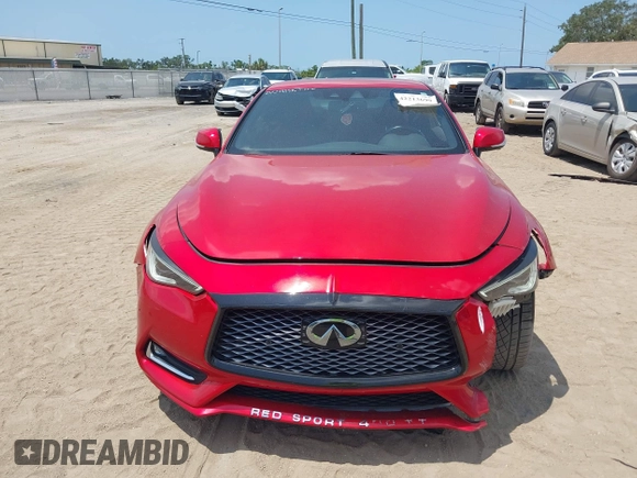 2018 Infiniti Q60 Red Sport 400 with VIN JN1FV7EL9JM630801, listed as a IAAI auction lot 42213699 with 76,759 mi miles and . Bid and sale history available at DreamBid. Image 13.