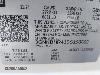 2025 Chevrolet Blazer LT with VIN 3GNKBHR41SS150662, listed as a IAAI auction lot 41842035 with 9,087 mi miles and . Bid and sale history available at DreamBid. Image 9.