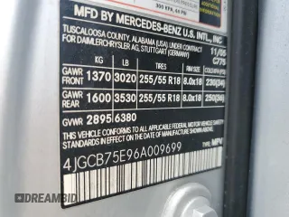 2006 Mercedes-Benz R 5.0L with VIN 4JGCB75E96A009699, listed as a Copart auction lot 82325574 with 298,677 mi miles and Salvage Title. Bid and sale history available at DreamBid. Image 13.