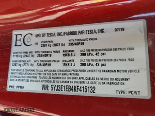2019 Tesla Model 3 Long Range with VIN 5YJ3E1EB4KF415132, listed as a Copart auction lot 54682675 with 0 mi miles and Salvage Title. Bid and sale history available at carsss.com. Image 12.