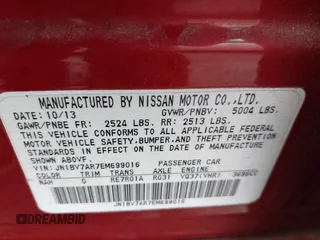 2014 Infiniti Q50 Premium with VIN JN1BV7AR7EM699016, listed as a IAAI auction lot 41858326 with 222,127 mi miles. Bid and sale history available at carsss.com. Image 9.