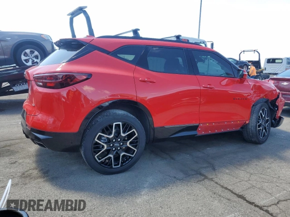 2023 Chevrolet Blazer RS with VIN 3GNKBKRSXPS190337, listed as a Copart auction lot 53292455 with 32,030 mi miles and Salvage title. Bid and sale history available at DreamBid. Image 3.