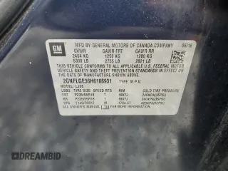 2017 Chevrolet Equinox Premier with VIN 2GNFLGE36H6106931, listed as a Copart auction lot 46867175 with 121,306 mi miles and Salvage Title. Bid and sale history available at carsss.com. Image 13.