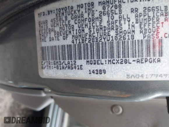 2000 Toyota Avalon XL with VIN 4T1BF28B2YU102618, listed as a IAAI auction lot 41679551 with 207,072 mi miles and . Bid and sale history available at DreamBid. Image 9.