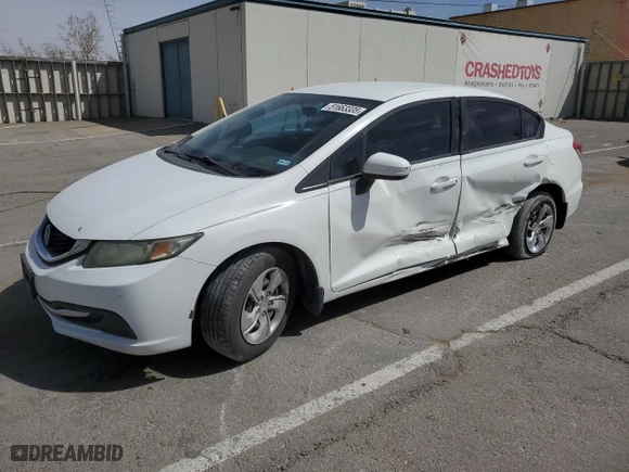 2014 Honda Civic Sedan LX with VIN 2HGFB2F51EH507450, listed as a Copart auction lot 51663335 with 185,305 mi miles and Salvage Title. Bid and sale history available at carsss.com. Image 1.