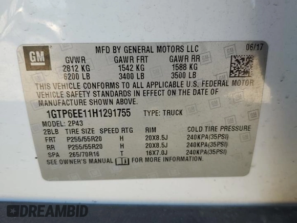2017 GMC Canyon 4WD Denali with VIN 1GTP6EE11H1291755, listed as a Copart auction lot 70841594 with 89,609 mi miles and Salvage Title. Bid and sale history available at carsss.com. Image 12.