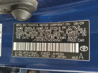 2010 Toyota Prius II z VIN JTDKN3DU7A0045561, wystawiony jako Copart lot #58436665 z przebiegiem 156 595 mil mil oraz Szkoda całkowita • Salvage title. Historia ofert i sprzedaży dostępna na DreamBid. Obrazek 12.