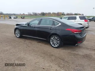 2017 Genesis G80 3.8L z VIN KMHGN4JE9HU175476, wystawiony jako IAAI lot #40933618 z przebiegiem 136 354 mil mil oraz . Historia ofert i sprzedaży dostępna na DreamBid. Obrazek 3.