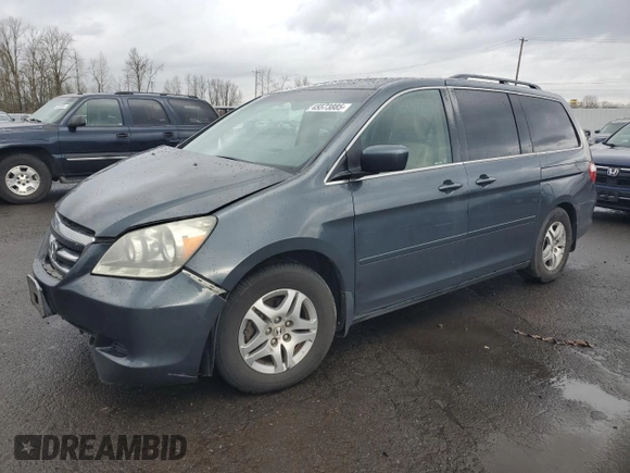 2005 Honda Odyssey EX-L with VIN 5FNRL38695B018174, listed as a Copart auction lot 45573885 with 207,393 mi miles and Salvage Title. Bid and sale history available at carsss.com. Image 1.
