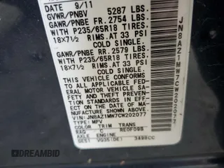 2012 Nissan Murano SL с VIN JN8AZ1MW7CW202077, выставлен на аукционе Copart как лот 60372065 с пробегом Не указан миль и Чистый • Clean title. История ставок и продаж доступна на DreamBid. Изображение 14.