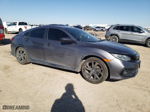 2019 Honda Civic Sedan Sport with VIN 19XFC2F85KE046315, listed as a Copart auction lot 47567155 with 56,983 mi miles and Salvage Title. Bid and sale history available at carsss.com. Image 4.