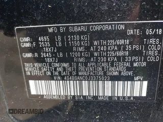 2018 Subaru Outback Limited with VIN 4S4BSANC0J3375023, listed as a IAAI auction lot 39658795 with 63,118 mi miles and . Bid and sale history available at DreamBid. Image 9.