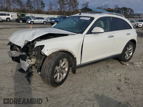 2008 Infiniti FX z VIN JNRAS08U18X100309, wystawiony jako Copart lot #82157174 z przebiegiem 165 983 mil mil oraz Szkoda całkowita • Salvage title. Historia ofert i sprzedaży dostępna na DreamBid. Obrazek 1.
