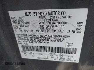 2011 Ford F-150 XL with VIN 1FTFX1EF3BFB25244, listed as a IAAI auction lot 42208718 with 187,101 mi miles and . Bid and sale history available at DreamBid. Image 9.