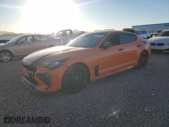2019 Kia Stinger GT with VIN KNAE35LC9K6071100, listed as a Copart auction lot 44145015 with 76,659 mi miles and Salvage Title. Bid and sale history available at DreamBid. Image 1.
