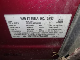 2023 Tesla Model X with VIN 7SAXCDE51PF403632, listed as a IAAI auction lot 41328722 with Not Provided miles and . Bid and sale history available at DreamBid. Image 9.