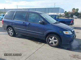 2003 Mazda MPV LX with VIN JM3LW28A030354777, listed as a IAAI auction lot 41624923 with 199,283 mi miles. Bid and sale history available at carsss.com. Image 1.
