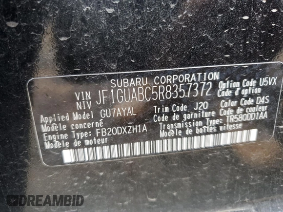 2024 Subaru Impreza with VIN JF1GUABC5R8357372, listed as a Copart auction lot 76237704 with 5,668 mi miles and Salvage Title. Bid and sale history available at carsss.com. Image 15.