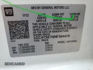 2022 Chevrolet Silverado 3500HD Work Truck with VIN 1GC4YSEY6NF364478, listed as a Copart auction lot 51002174 with 168,782 mi miles and Salvage Title. Bid and sale history available at DreamBid. Image 12.