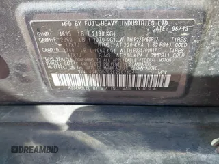 2014 Subaru Outback Limited with VIN 4S4BRDPC2E2207454, listed as a IAAI auction lot 41635322 with 150,862 mi miles and . Bid and sale history available at DreamBid. Image 9.
