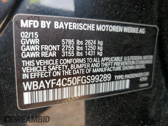 2015 BMW 7 Series 740Li xDrive with VIN WBAYF4C50FGS99289, listed as a Copart auction lot 79809474 with 128,993 mi miles and Salvage Title. Bid and sale history available at carsss.com. Image 12.