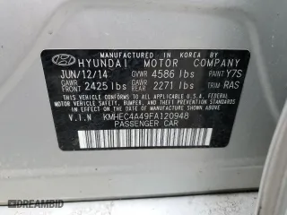 2015 Hyundai Sonata Hybrid Limited with VIN KMHEC4A49FA120948, listed as a Copart auction lot 52577275 with 114,078 mi miles and Salvage Title. Bid and sale history available at carsss.com. Image 13.