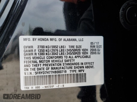 2017 Acura MDX Sport Hybrid w/Advance Pkg with VIN 5FRYD7H77HB000719, listed as a Copart auction lot 48509964 with 103,000 mi miles and Salvage Title. Bid and sale history available at carsss.com. Image 12.