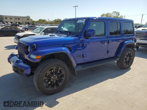 2020 Jeep Wrangler Unlimited Sahara Altitude z VIN 1C4HJXEG0LW324758, wystawiony jako Copart lot #74477894 z przebiegiem 38 291 mil mil oraz Szkoda całkowita • Salvage title. Historia ofert i sprzedaży dostępna na DreamBid. Obrazek 1.