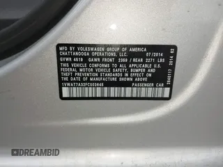 2015 Volkswagen Passat 1.8T Limited Edition with VIN 1VWAT7A32FC003645, listed as a IAAI auction lot 42091376 with 140,675 mi miles. Bid and sale history available at carsss.com. Image 9.