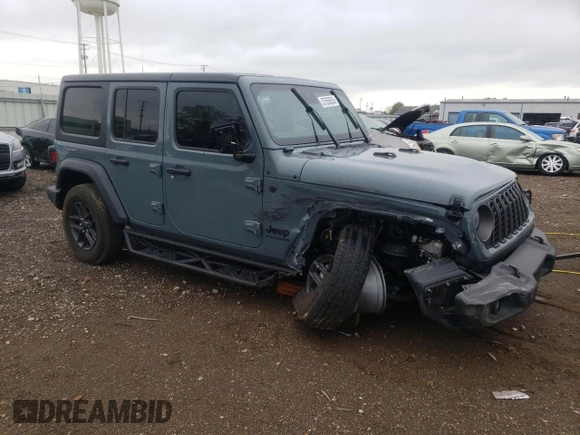 2024 Jeep Wrangler Sport S with VIN 1C4PJXDG1RW305304, listed as a Copart auction lot 57555635 with 5,705 mi miles and Salvage title. Bid and sale history available at DreamBid. Image 4.