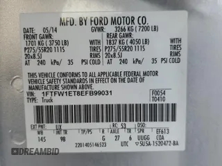 2014 Ford F-150 XL with VIN 1FTFW1ET8EFB99031, listed as a Copart auction lot 48194535 with 237,327 mi miles and Salvage Title. Bid and sale history available at carsss.com. Image 12.