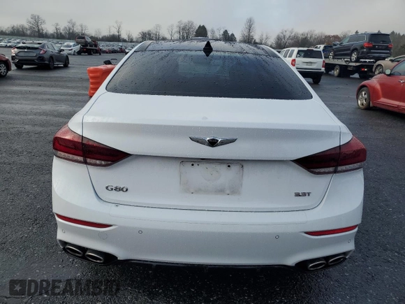 2018 Genesis G80 Sport with VIN KMHGN4JB7JU268654, listed as a Copart auction lot 85464304 with 72,385 mi miles and Salvage Title. Bid and sale history available at DreamBid. Image 6.