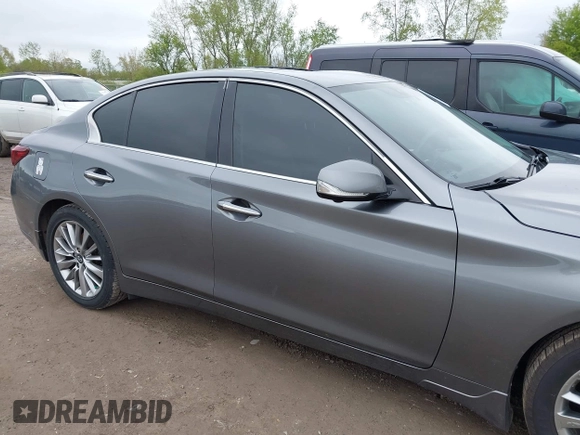 2019 Infiniti Q50 Luxe with VIN JN1EV7AR6KM550265, listed as a IAAI auction lot 42171598 with 56,612 mi miles and . Bid and sale history available at DreamBid. Image 13.