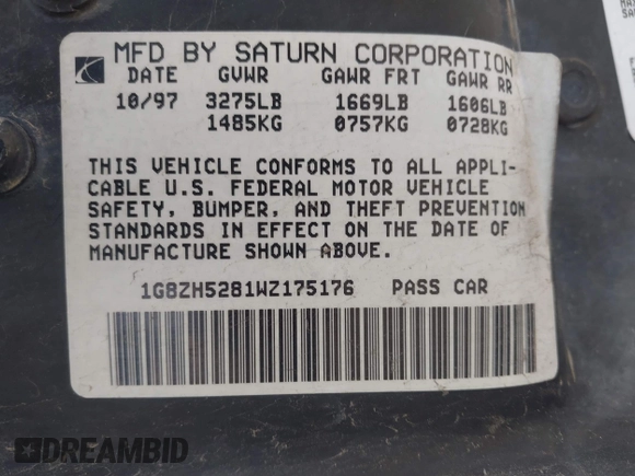 1998 Saturn SL with VIN 1G8ZH5281WZ175176, listed as a IAAI auction lot 41991139 with 214,374 mi miles and . Bid and sale history available at DreamBid. Image 9.