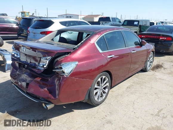 2013 Honda Accord Sport with VIN 1HGCR2F53DA198298, listed as a IAAI auction lot 41956887 with 215,669 mi miles and . Bid and sale history available at DreamBid. Image 4.