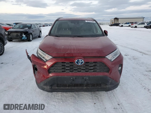 2019 Toyota RAV4 Hybrid XLE with VIN JTMRWRFV2KD035406, listed as a Copart auction lot 42767265 with 55,710 mi miles and Salvage Title. Bid and sale history available at carsss.com. Image 5.