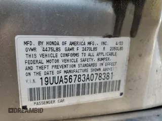 2003 Acura TL w/Navigation System with VIN 19UUA56783A078381, listed as a Copart auction lot 46365015 with 206,307 mi miles and Salvage Title. Bid and sale history available at carsss.com. Image 14.